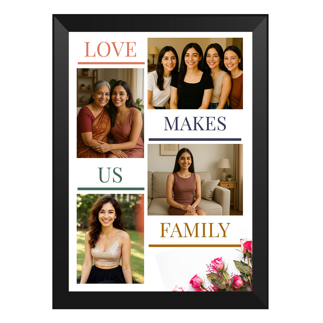 Designer A4 glass frame with custom message and photo for wall decor