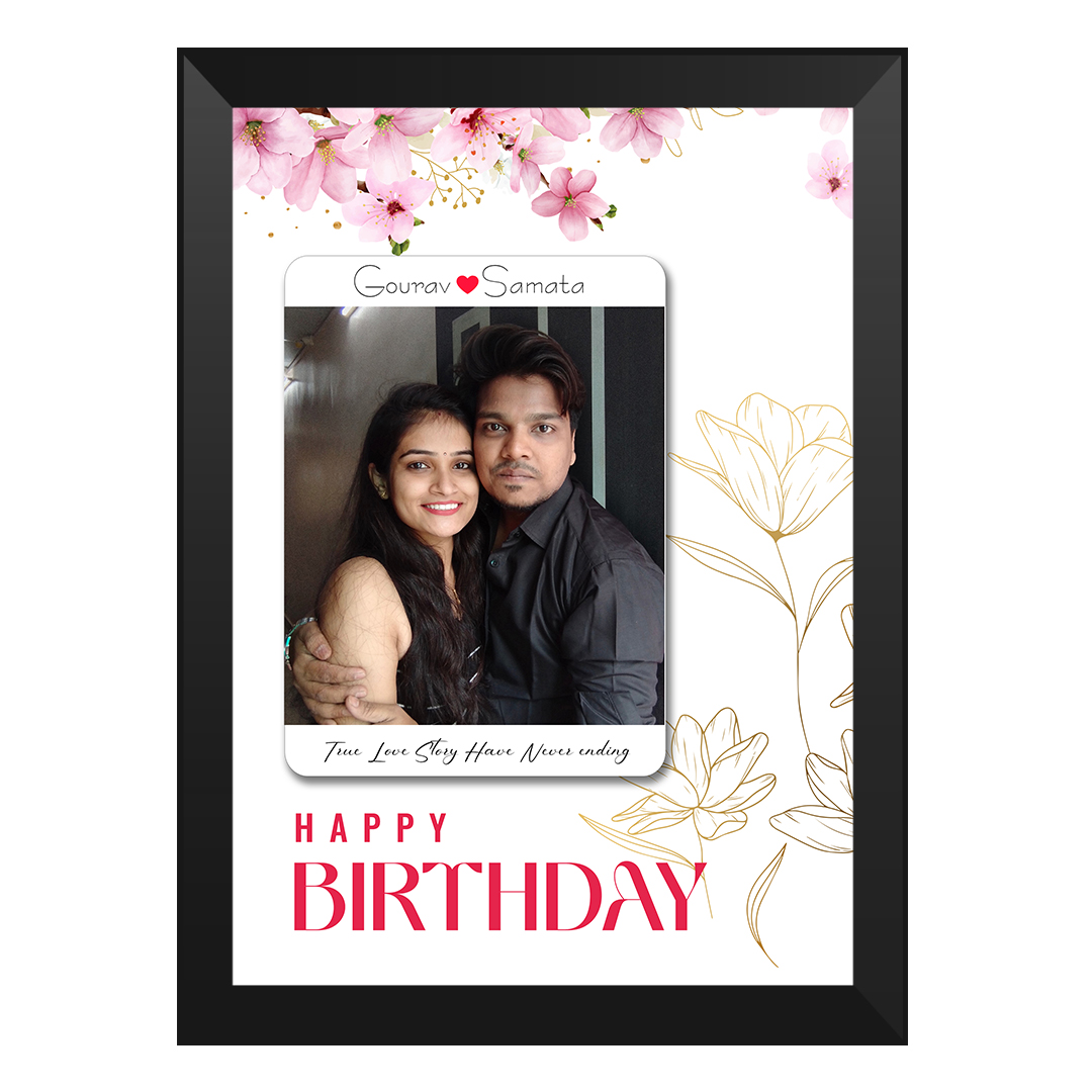 Personalized couple photo frame in A4 size with clear glass cover
