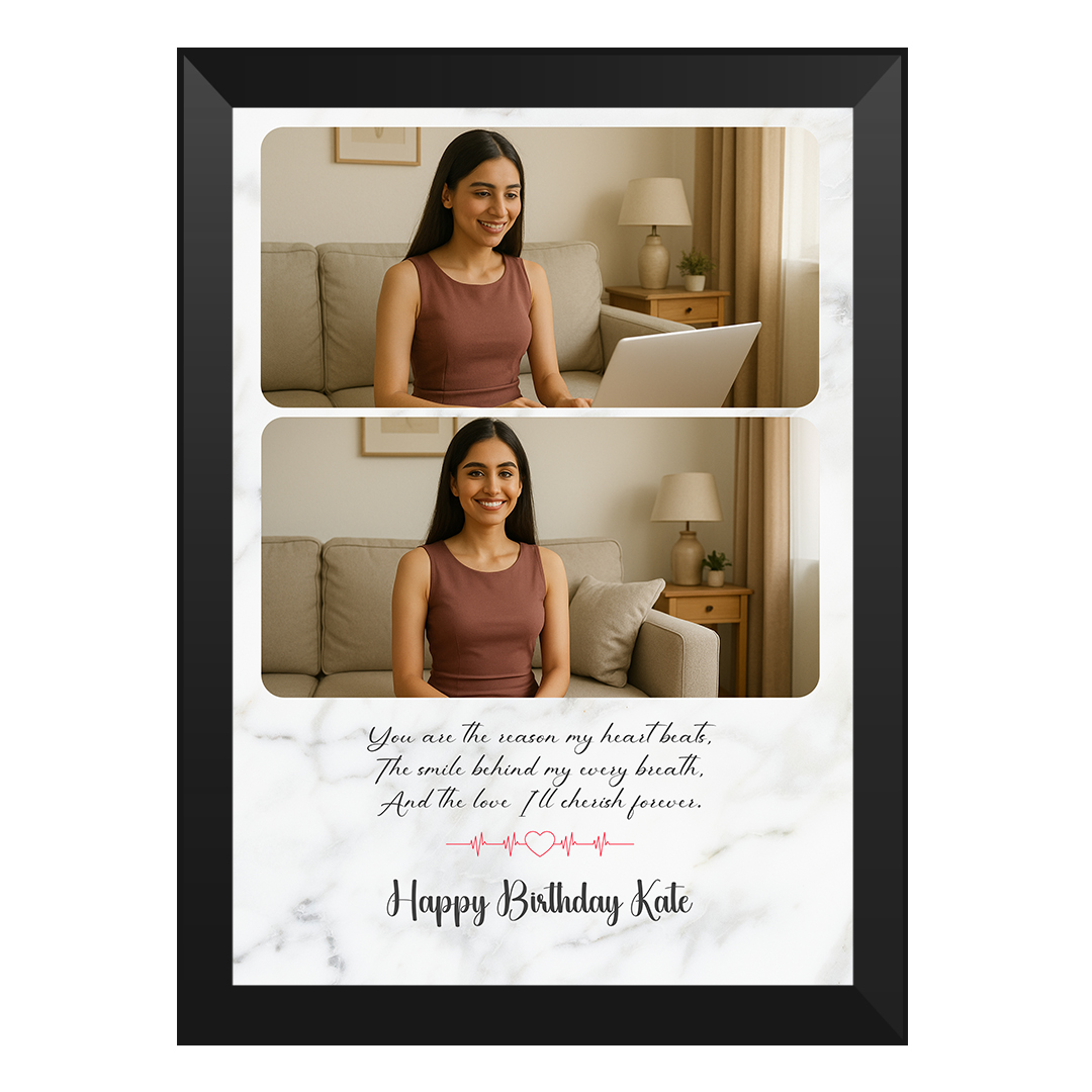 Personalized glass photo frame A4 size for friends and family