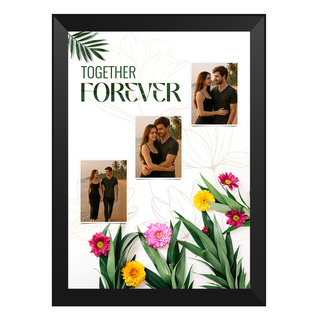 Custom wall-hanging A4 frame with printed quote and glass cover