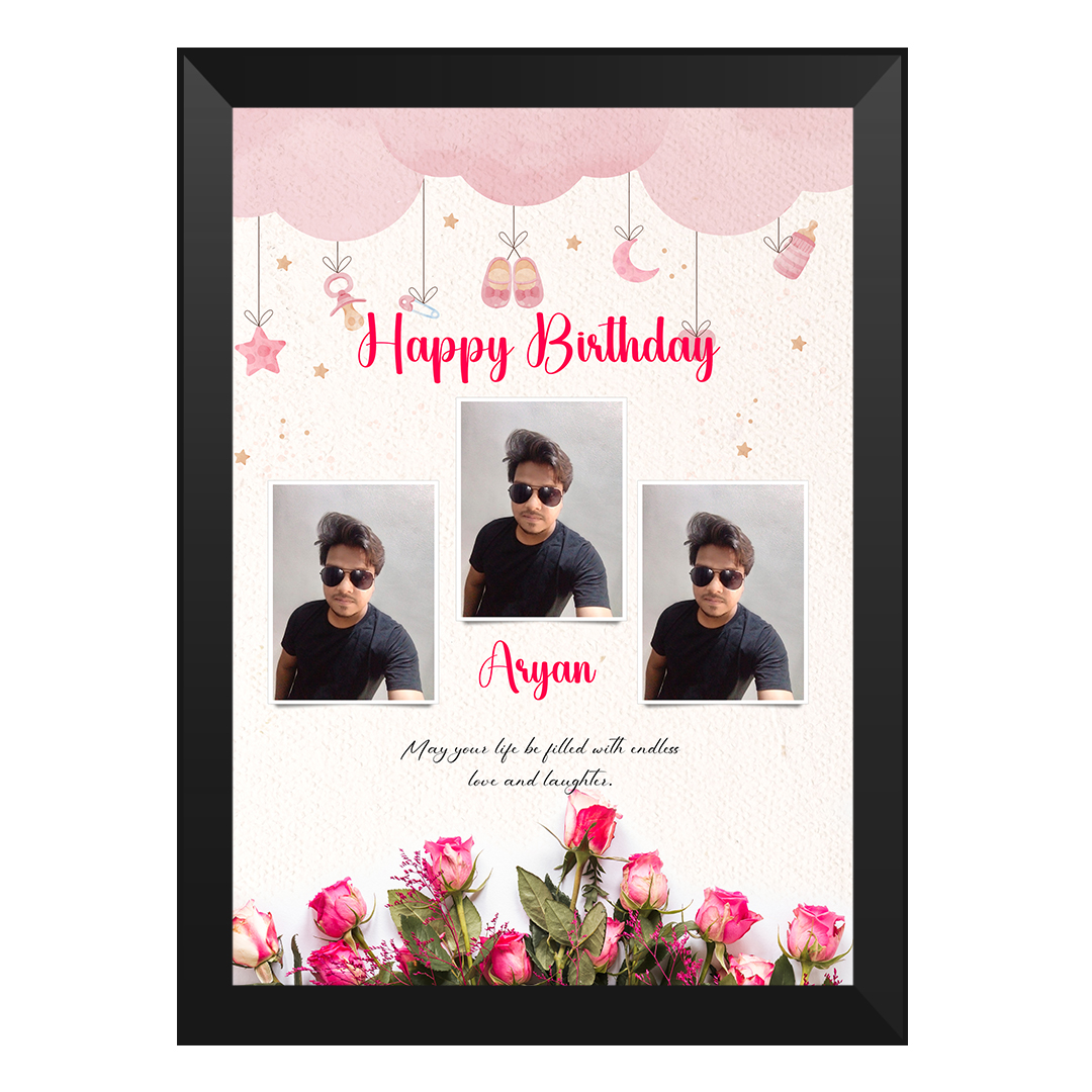 Love-themed A4 customized frame with photo and protective glass