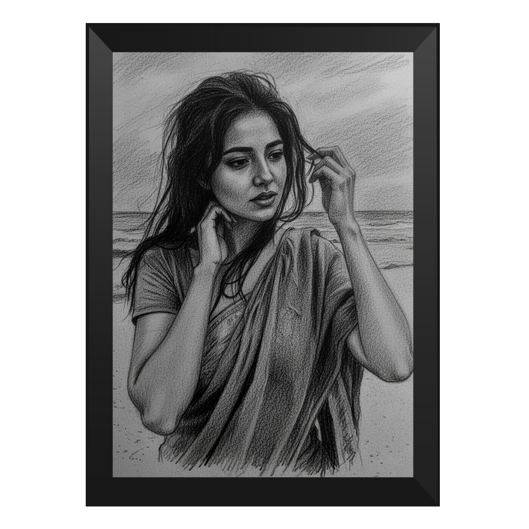 Modern A4-sized wall photo frame with personalized photo and glass layere