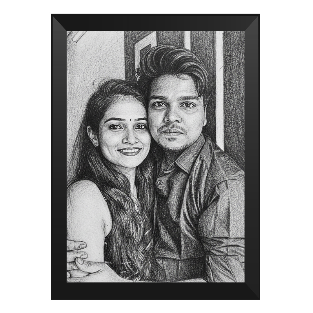 Modern A4-sized wall photo frame with personalized photo and glass layere