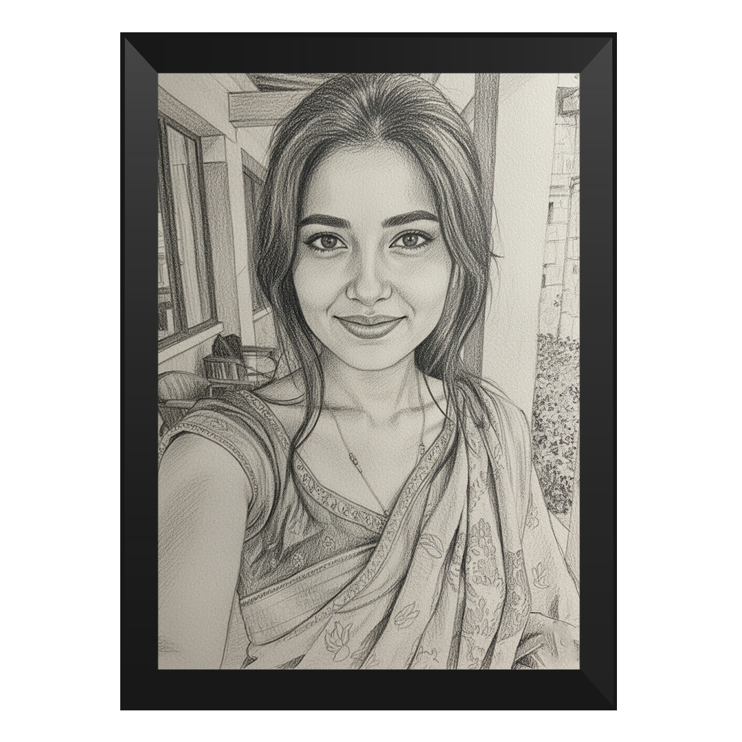 Modern A4-sized wall photo frame with personalized photo and glass layere