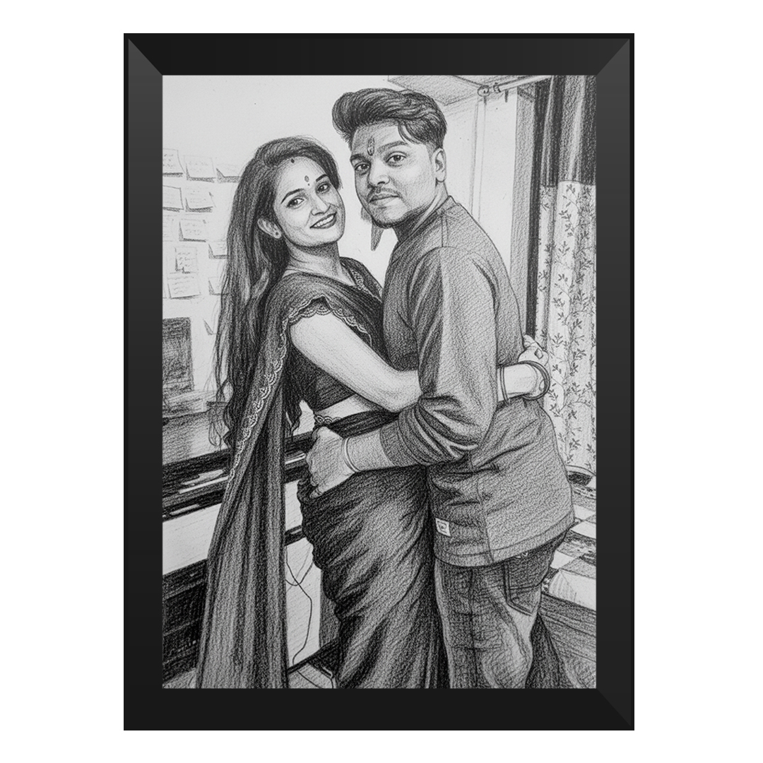 Modern A4-sized wall photo frame with personalized photo and glass layere