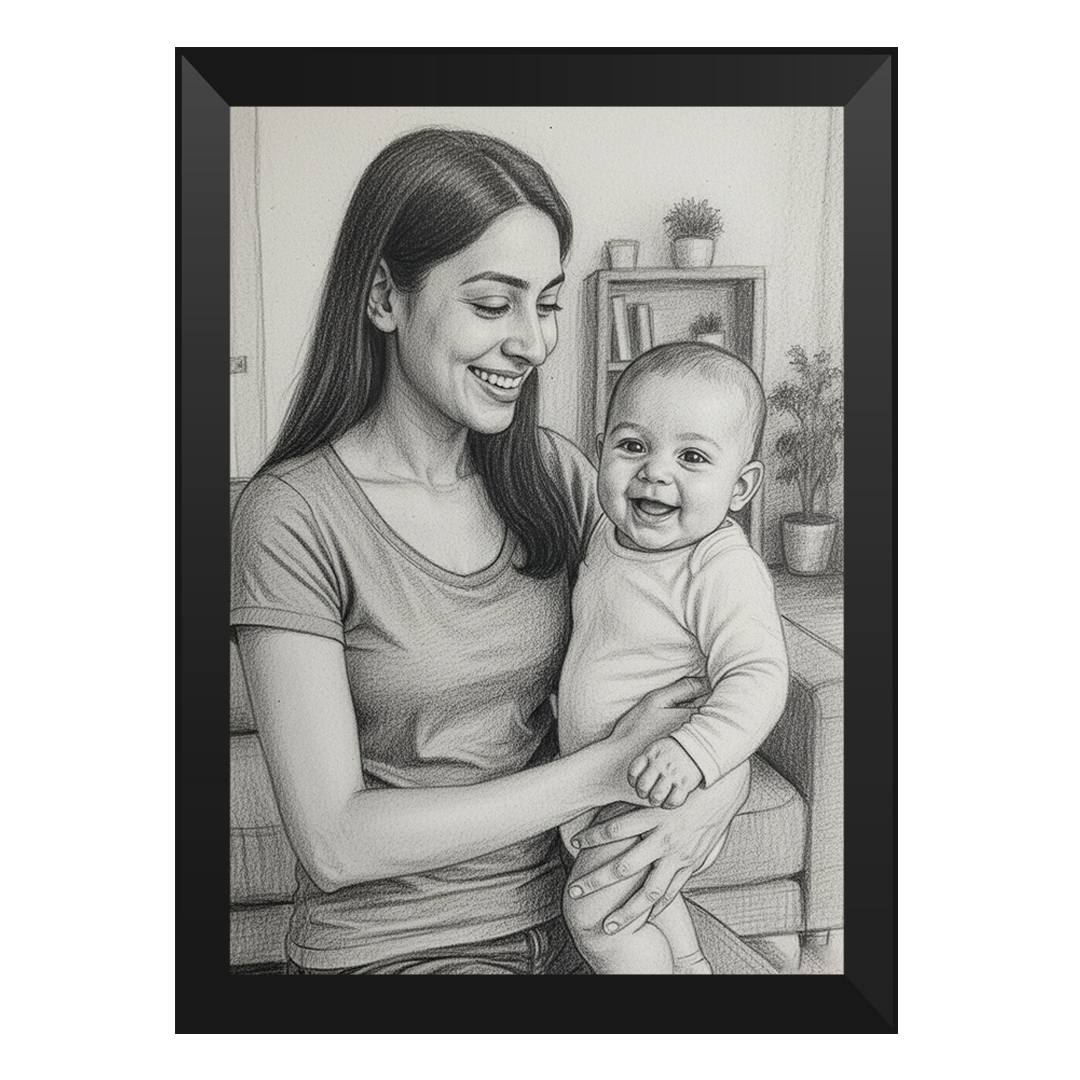 Modern A4-sized wall photo frame with personalized photo and glass layere