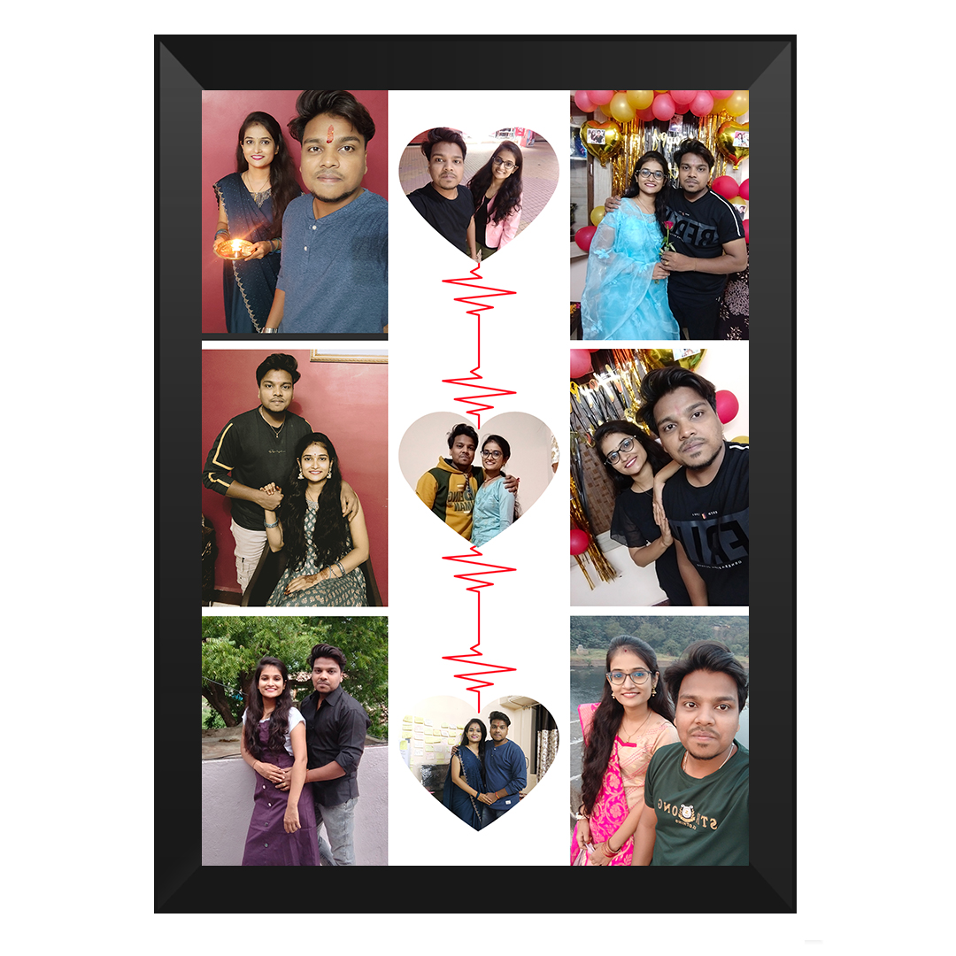 A4 photo frame with printed photo, glass shield, and name customization