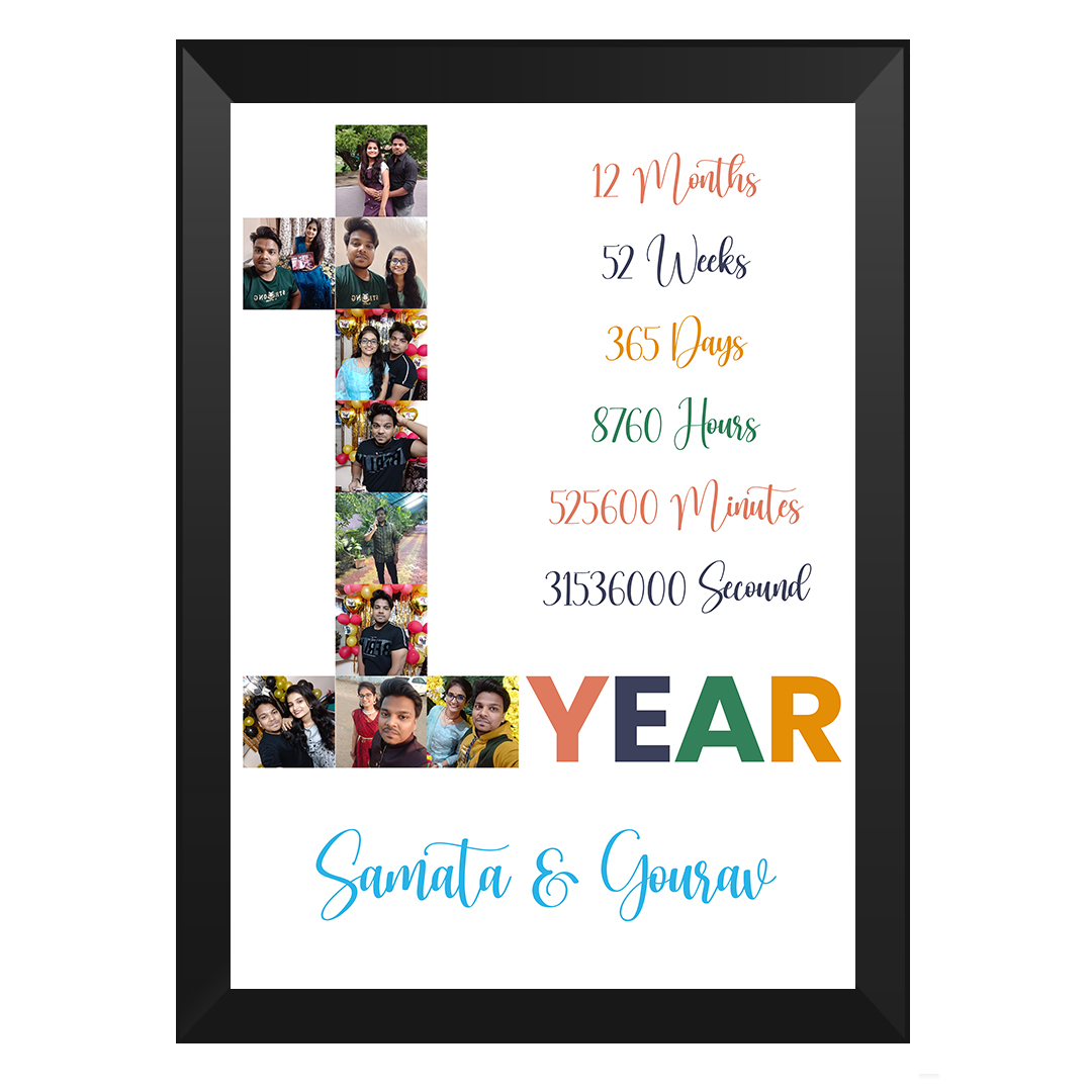 Personalized A4 size photo frame with borderless glass front