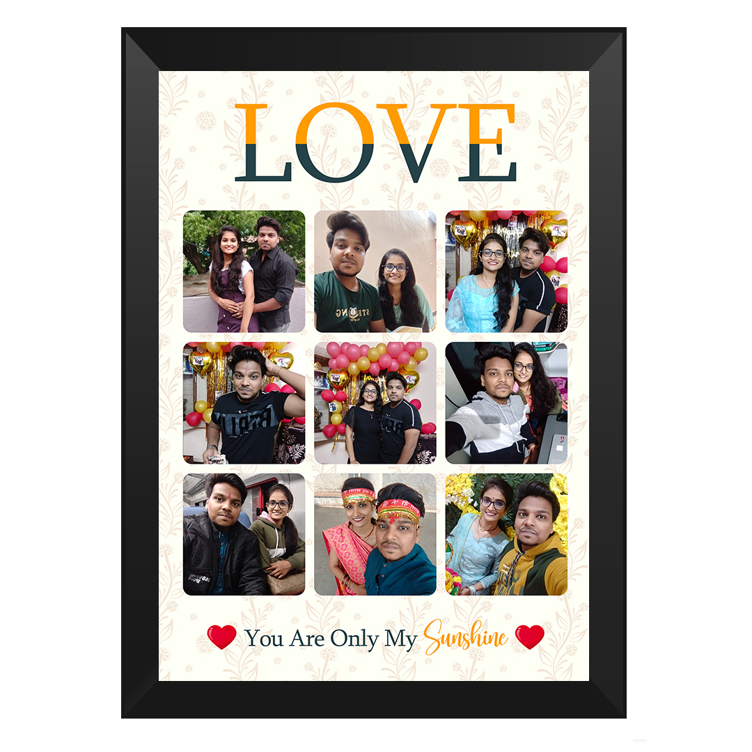 Customized A4 photo frame with couple picture and glass layer