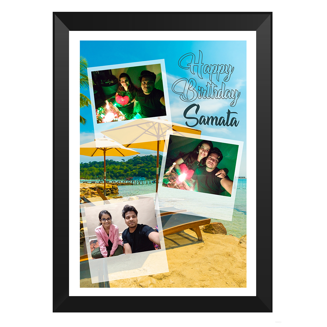 Personalized A4 photo frame with stylish black border and glass front
